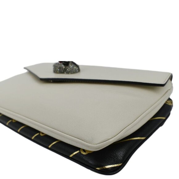 GUCCI  Thiara Medium Double Smooth Leather Satchel Bag White/Black 524822 - Picture 10 of 15